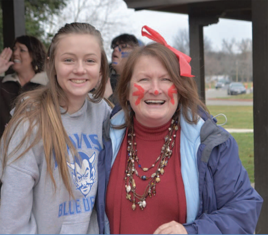Natalie and teacher Laura Bowie celebrating during a teambuilding event at Chrysalis Charter School.(Photo courtesy the author.)
