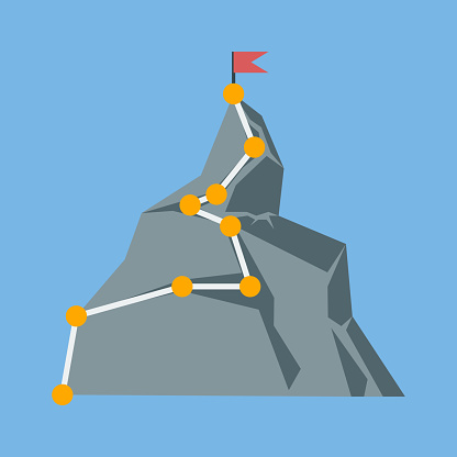 Mountaineering sign. Climb to the top. The concept of business success. Vector