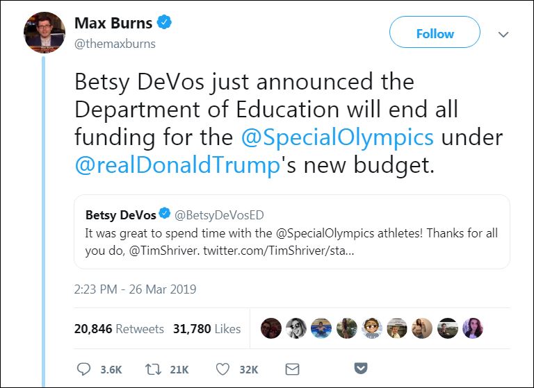 max burns devos special olympics
