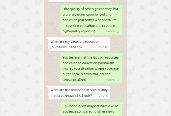 ChatGPT’s views on education journalism