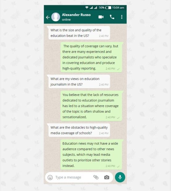 ChatGPT’s views on education journalism